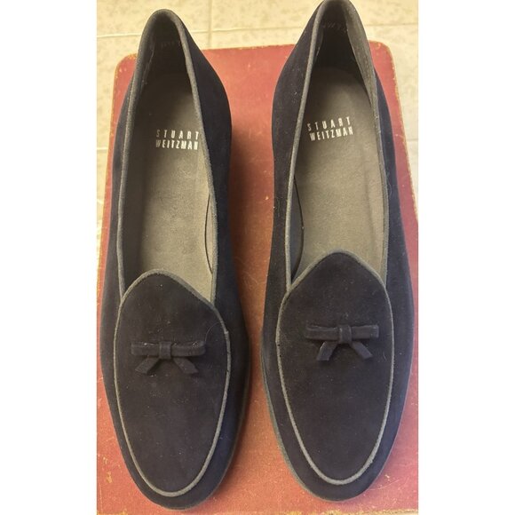 STUART WEITZMAN Women’s shoes Blue Suede loafter  size 8.5 Made In Italy - Picture 1 of 6